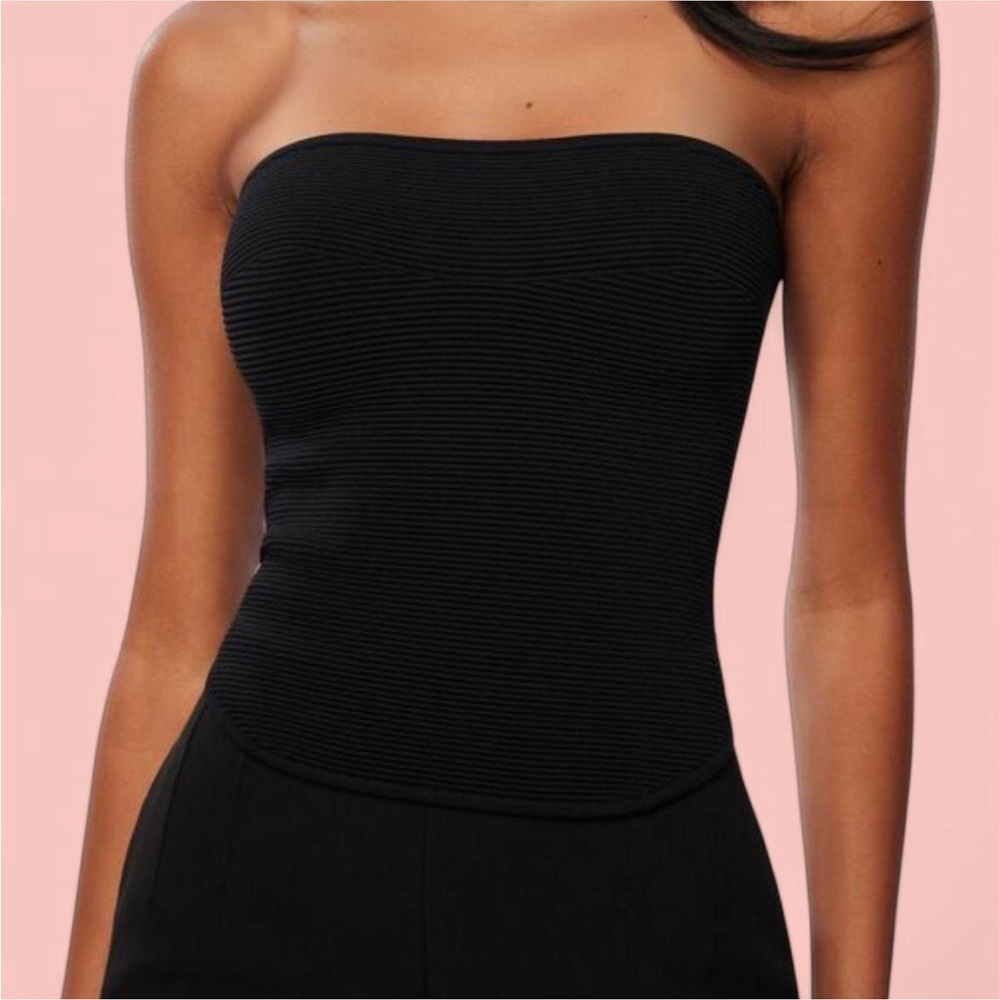 Dynamite Ribbed Black Strapless Top